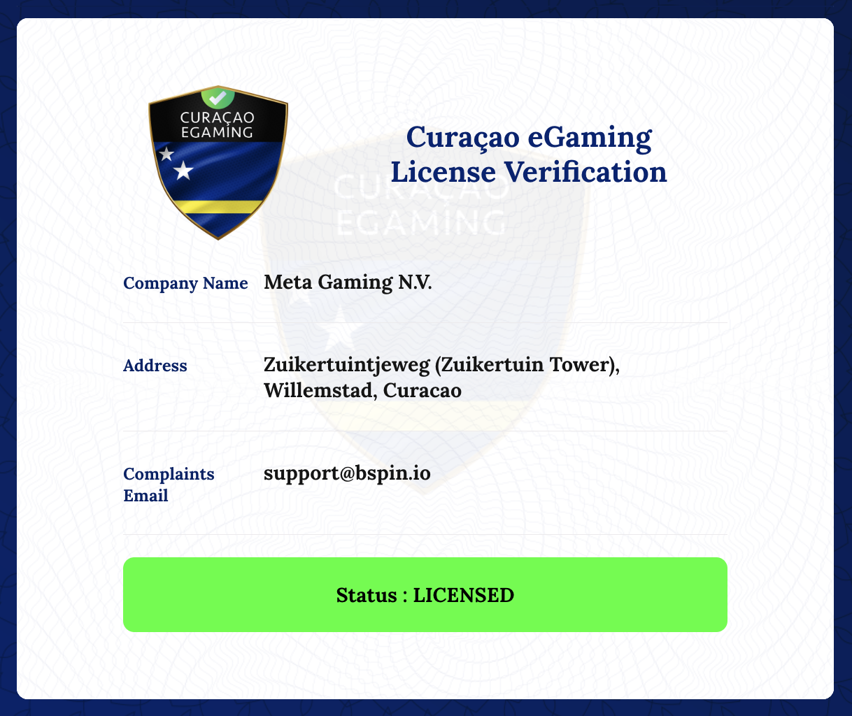 Meta Gaming N.V. Casino Owned Operated