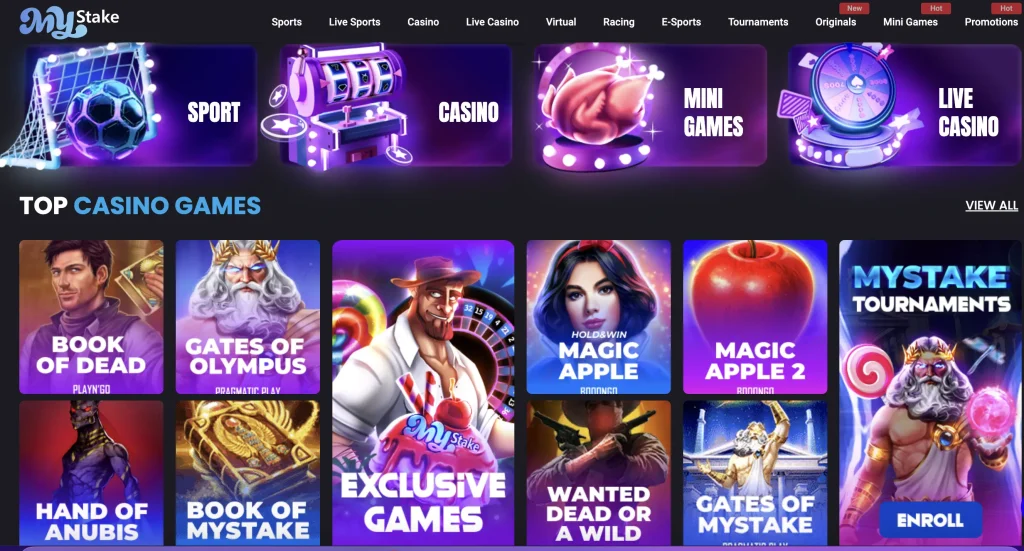 Mystake Online Casino Homepage