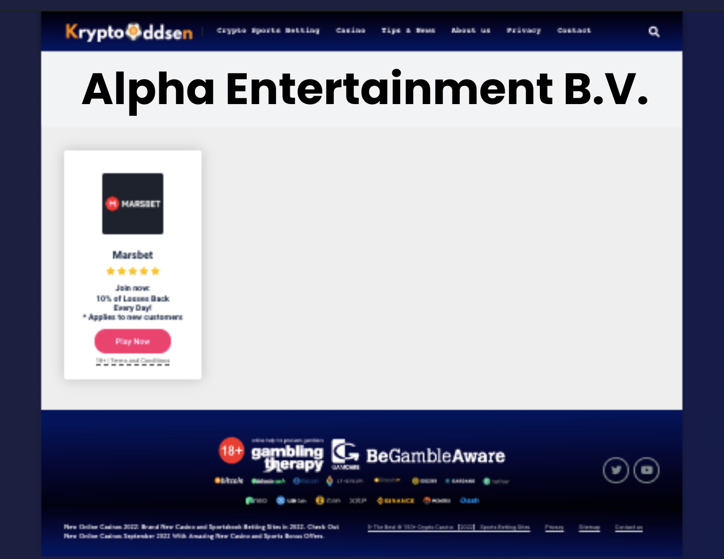 Alpha Entertainment B.V. Casino Owned Operated