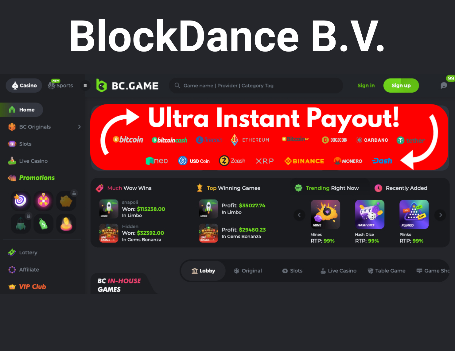 BlockDance B.V. Casino Owned Operated
