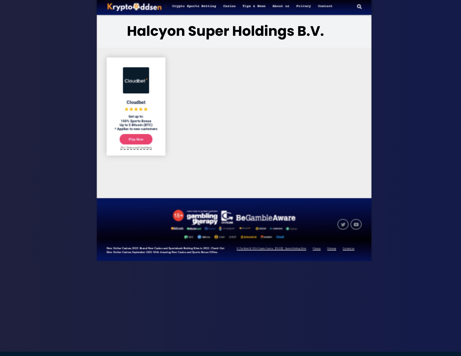 Halcyon Super Holdings B.V. Casino Owned Operated