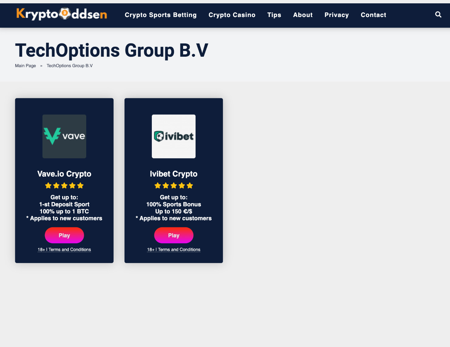 TechOptions Group B.V. Casino Owned Operated