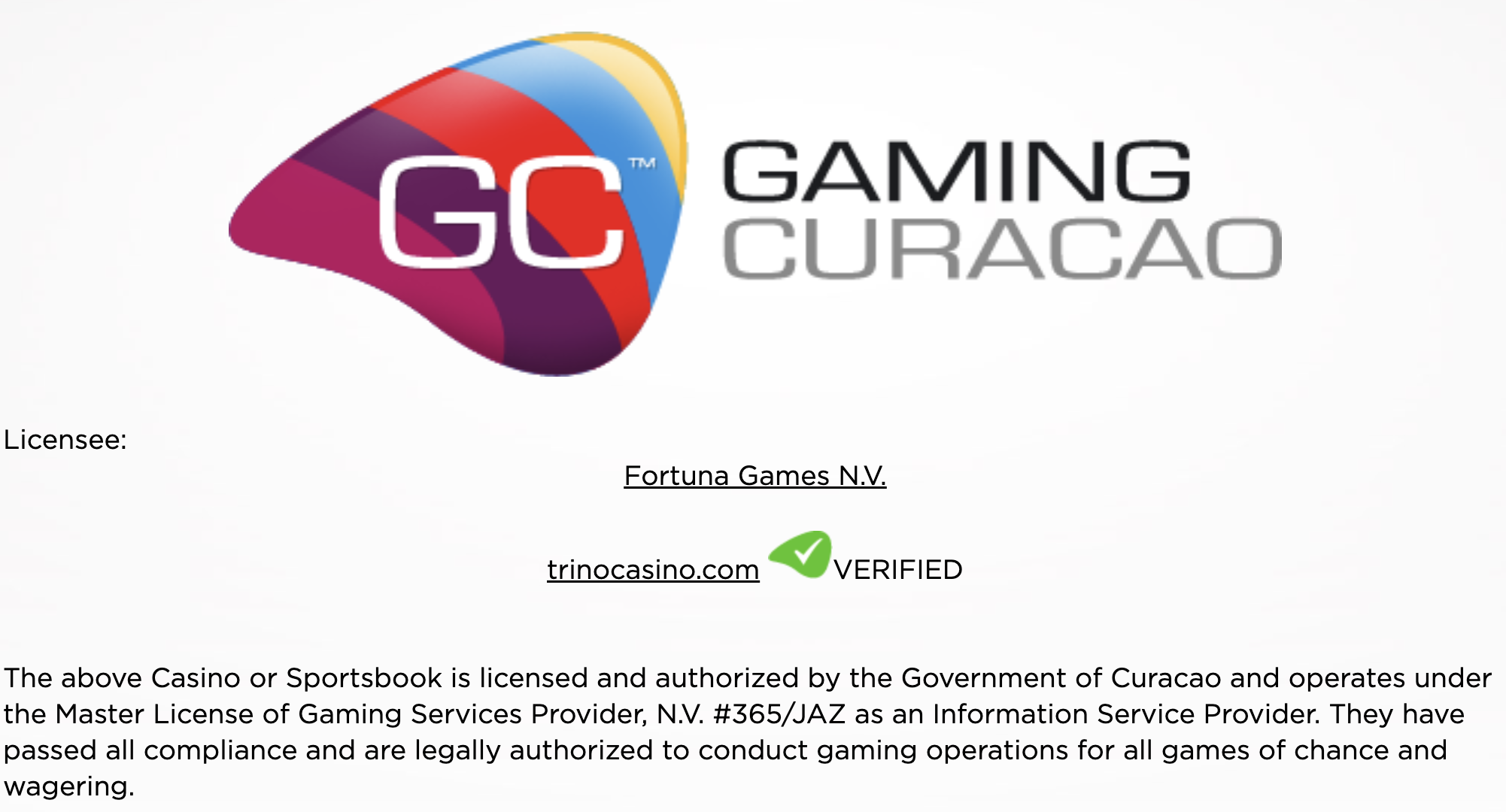 Casino owned and operated by Fortuna Games N.V.