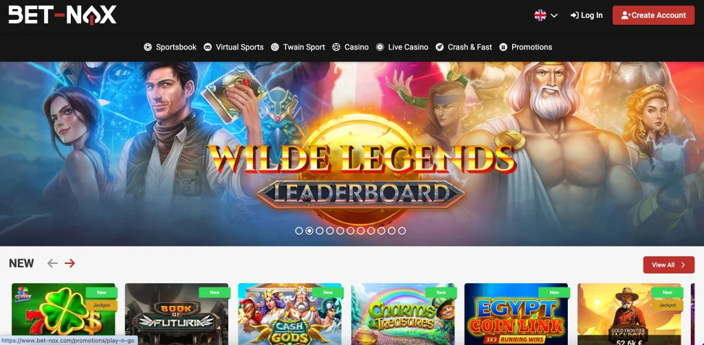 BetNox Casino Homepage