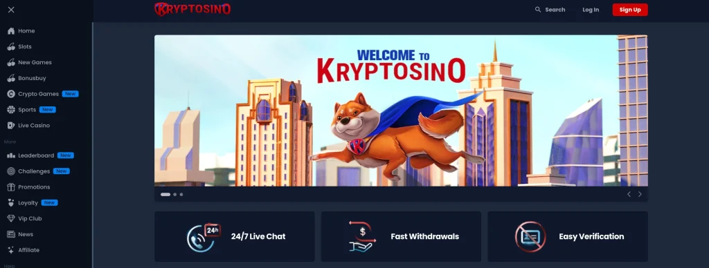 Kryptosino Casino Homepage