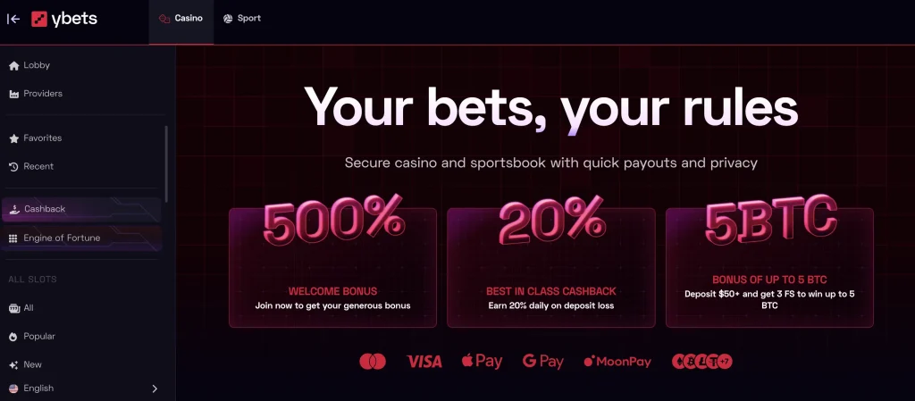 Ybets Crypto Casino & Sports Betting Bonus