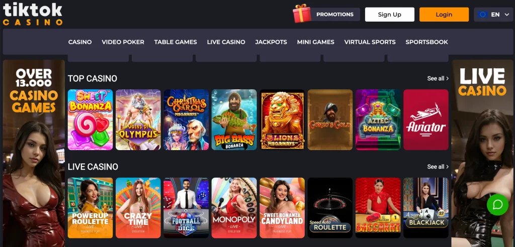 TikTokCasino Homepage