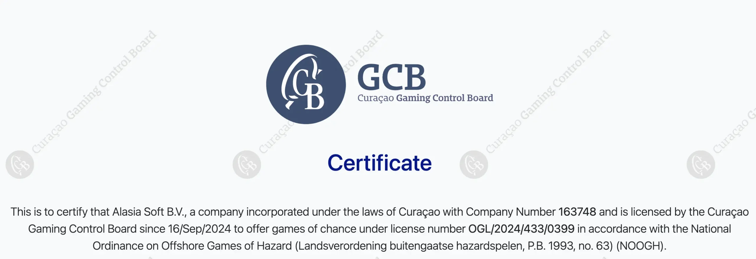 Casino owned and operated by ALASIA SOFT B.V.