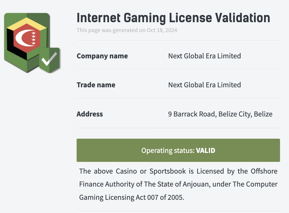 Casino owned and operated by Next Global Era Limited
