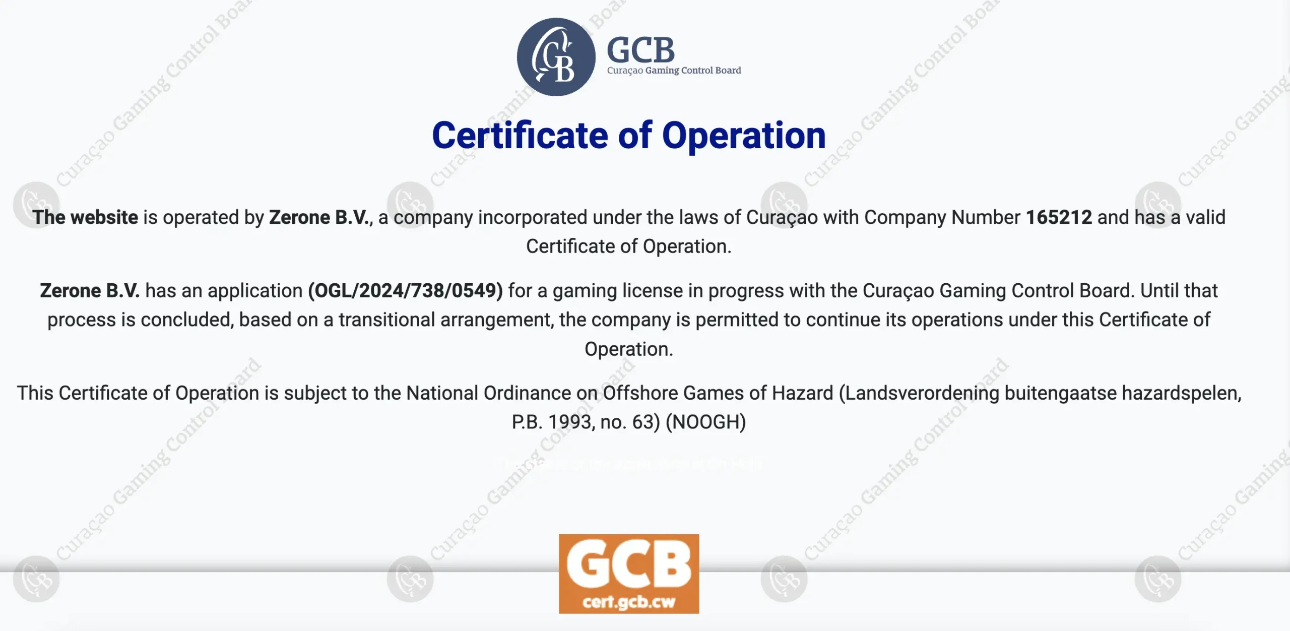 Casino owned and operated by Zerone B.V.
