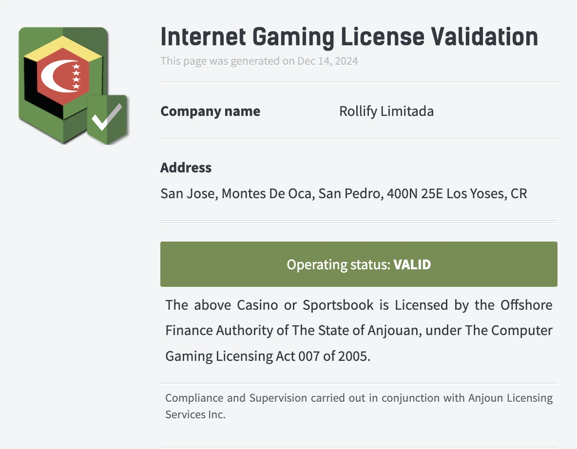 Casino owned and operated by Rollify Limitada